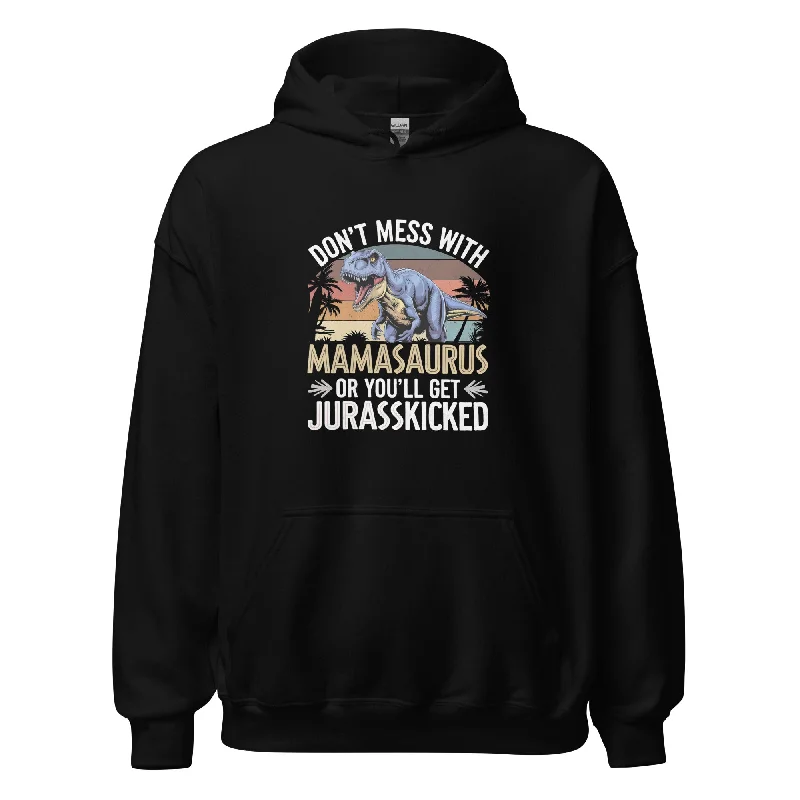 Don't Mess With Mamasaurus - Women's Dinosaur Hoodie Hoodie with Button Placket Classic Preppy Don't Mess With Mamasaurus - Women's Dinosaur Hoodie Hoodie with Button Placket Classic Preppy