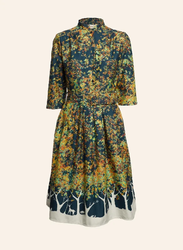 Cynthia - Navy Forest Dress Tunics Fashionable chic