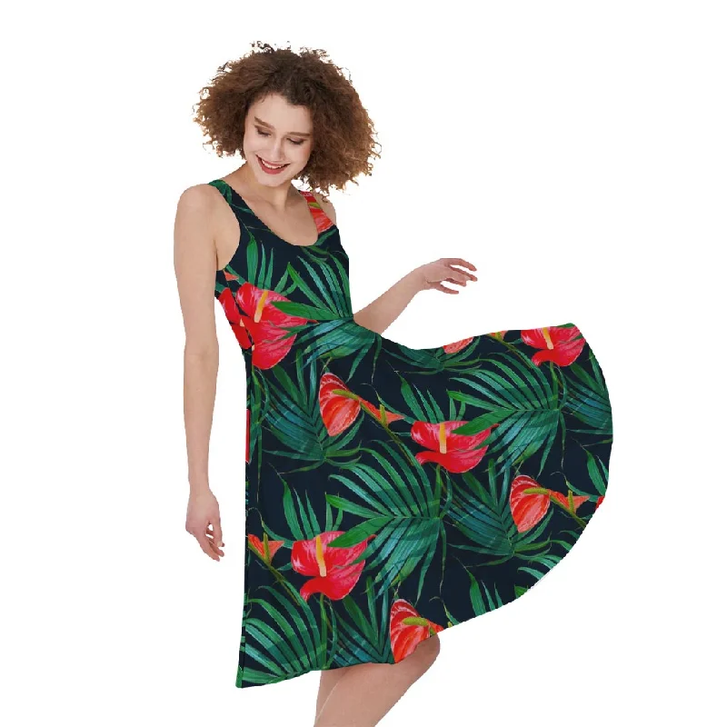 Hawaiian Tropical Flowers Pattern Print Sleeveless Knee Length Dress Tunics Recommended stylist Hawaiian Tropical Flowers Pattern Print Sleeveless Knee Length Dress Tunics Recommended stylist