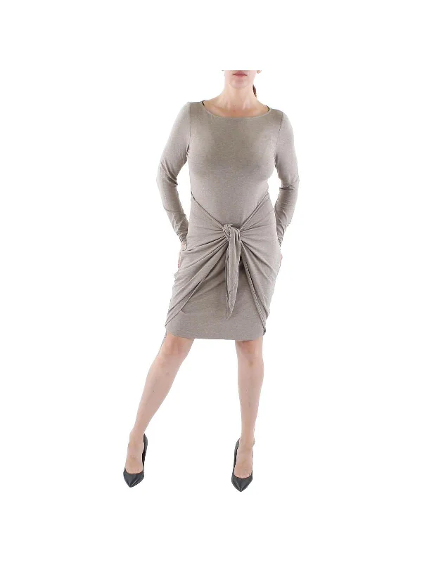 Womens Tie Waist Knee Cocktail and Party Dress Tunics Yoga stretchy