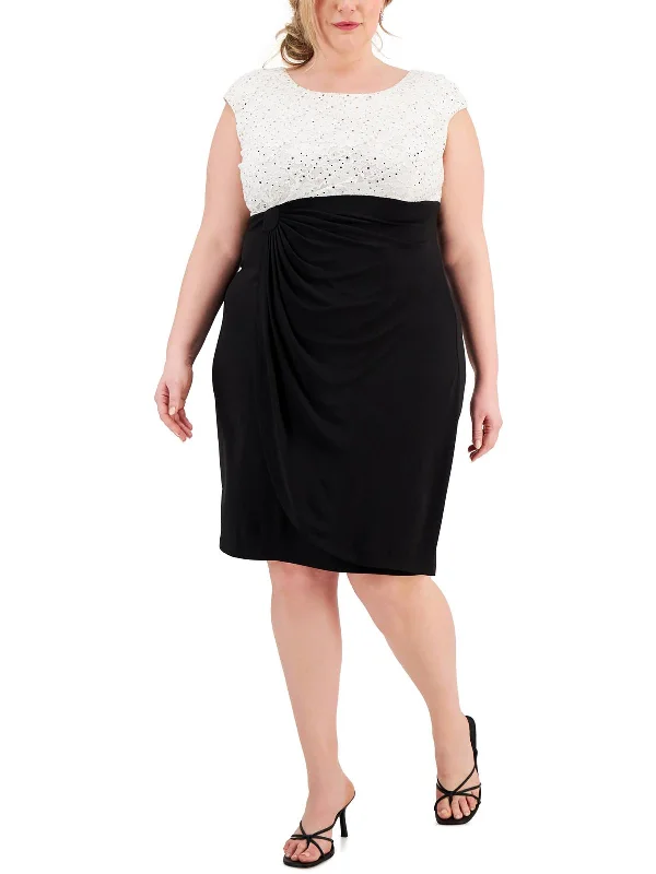 Plus Womens Lace Embellished Cocktail and Party Dress Tunics Designer luxury
