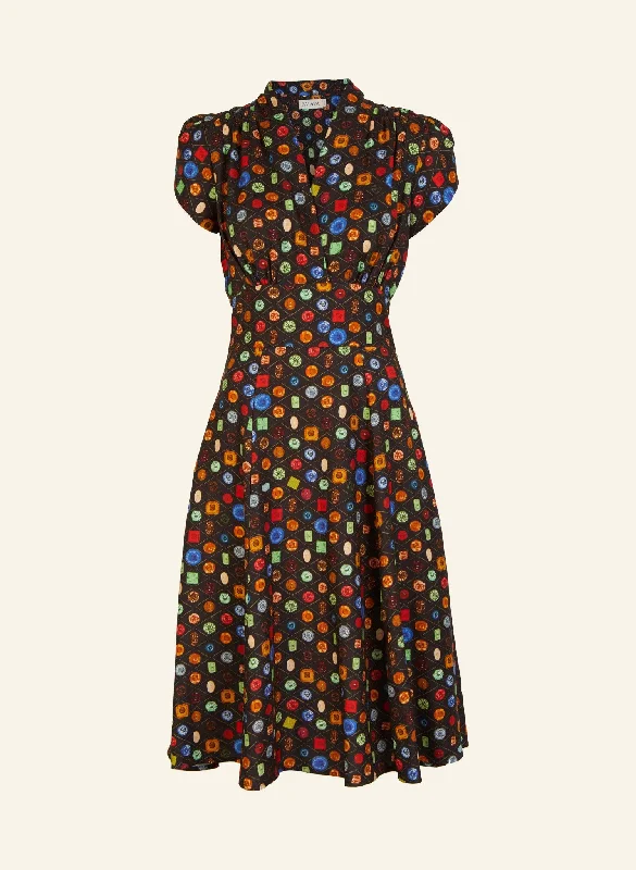 Rita - Black Buttons Dress Tunics Corduroy durable