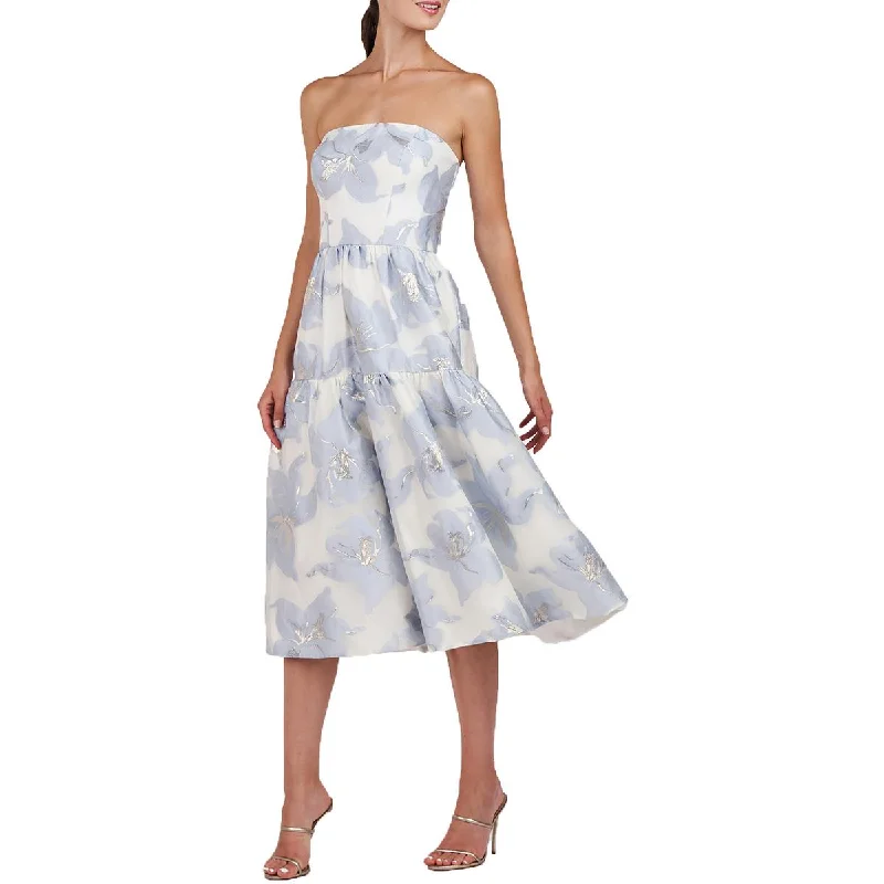 Womens Strapless Metallic Cocktail And Party Dress Tunics Corduroy durable