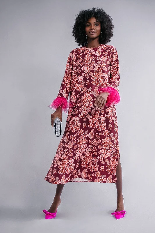 Cosmos Feather Jamie Dress Elegant Long Evening