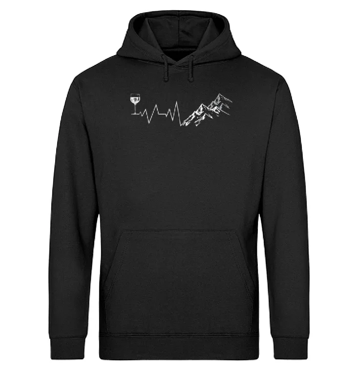 Herzschlag Berge und Wein - Unisex Organic Hoodie Hoodie with Elastic Waist Stretchable Comfortable Herzschlag Berge und Wein - Unisex Organic Hoodie Hoodie with Elastic Waist Stretchable Comfortable