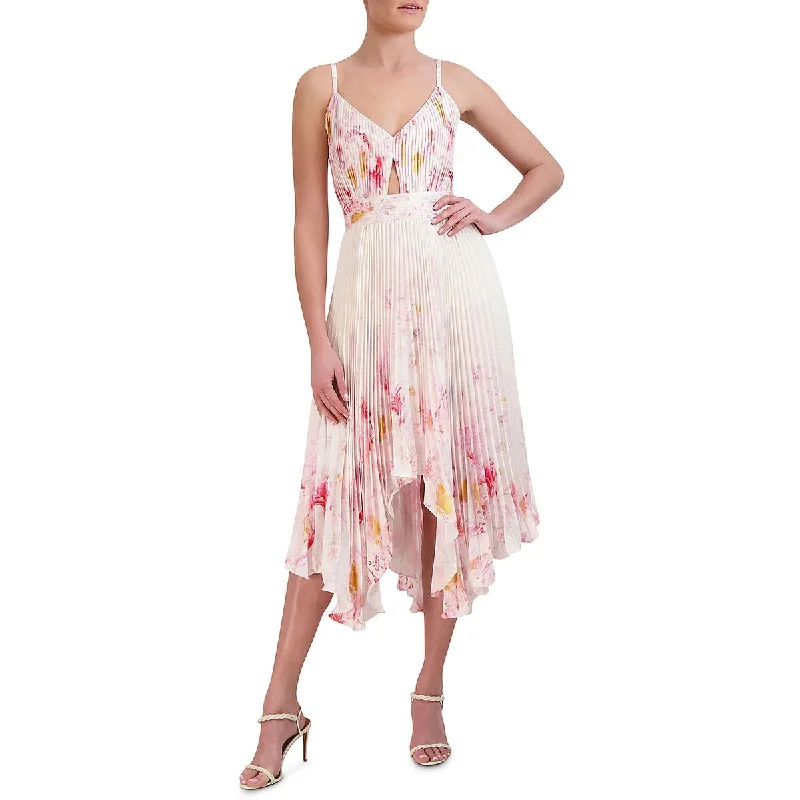 BCBGMAXAZRIA Womens Midi Pleated Cocktail And Party Dress Tunics Trendy modern