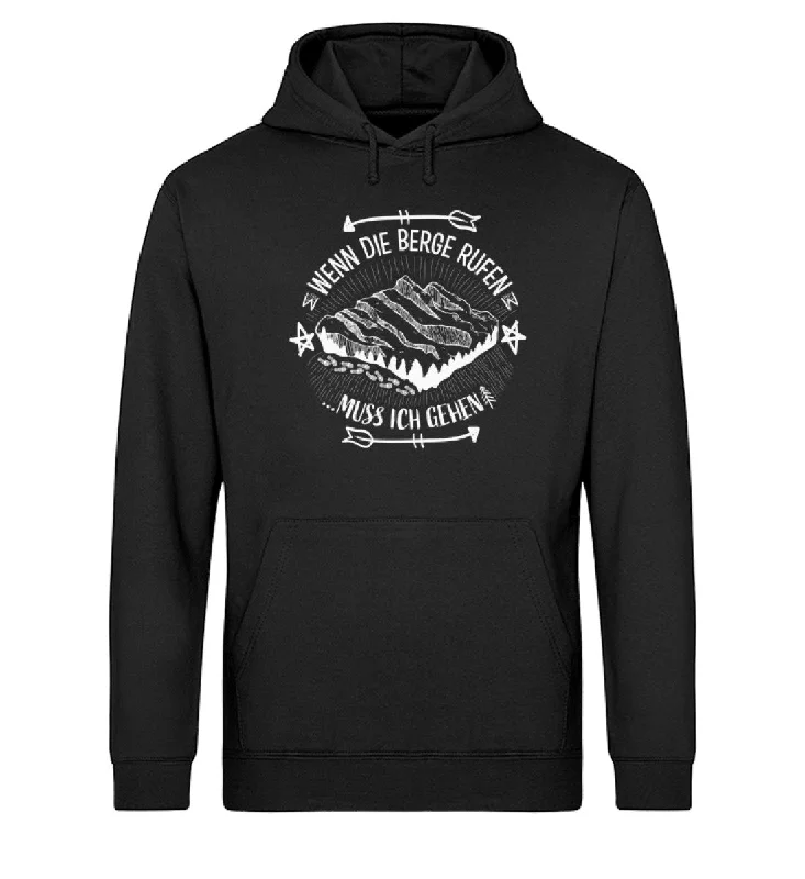Wenn die Berge Rufen muss ich gehen - Unisex Organic Hoodie Hoodie with Lace Feminine Delicate