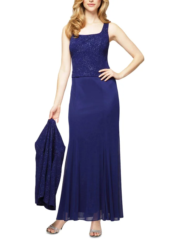 Petites Womens 2PC Cocktail Evening Dress Boatneck Modish Everyday