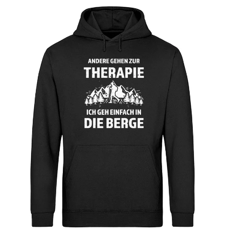 Therapie? Ich geh einfach in die Berge - Unisex Organic Hoodie Hoodie with Drawstring Waist Adjustable Fitted