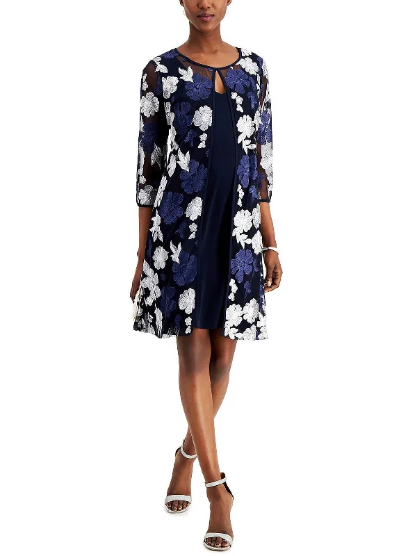 Womens Layered Above Knee Cocktail and Party Dress Tunics Floral girly
