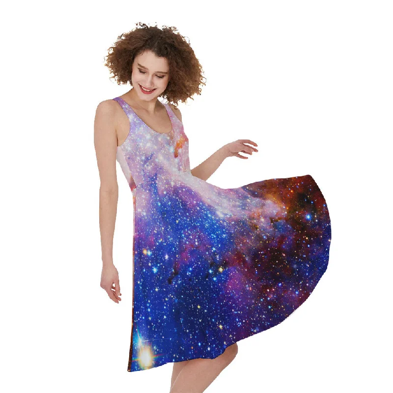 Light Stardust Galaxy Deep Space Print Sleeveless Knee Length Dress Tunics Mesh breathable Light Stardust Galaxy Deep Space Print Sleeveless Knee Length Dress Tunics Mesh breathable
