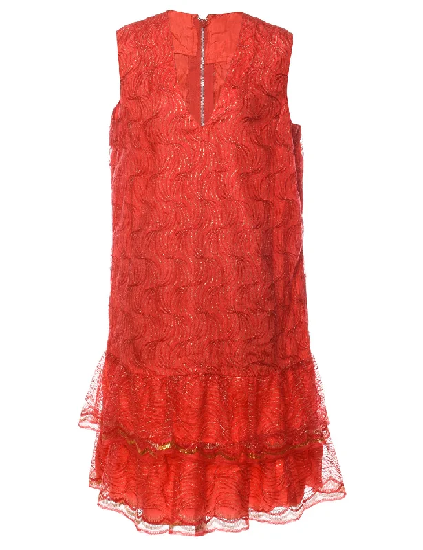 Red 1960s Sparkly Lurex Mini Dress - L Elegant Tulle Mini Dress