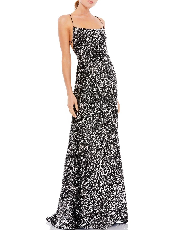 Womens Sequined Long Evening Dress Elegant Long Evening