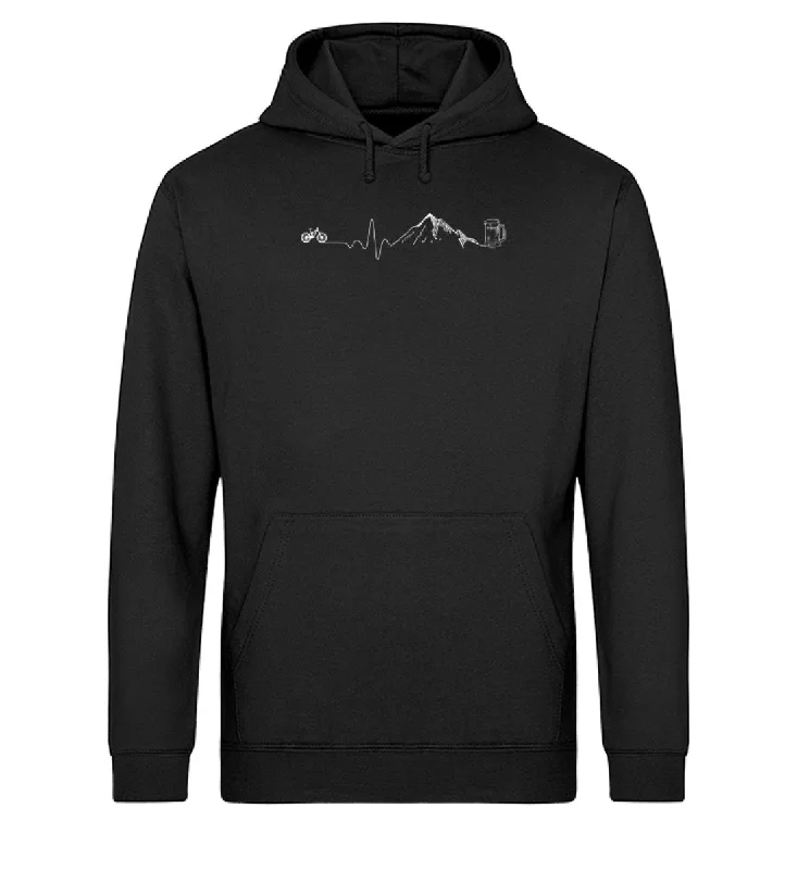 Herzschlag Berge, Bike und Bier - Unisex Organic Hoodie Hooded Sweatshirt Casual Wear Street Style Herzschlag Berge, Bike und Bier - Unisex Organic Hoodie Hooded Sweatshirt Casual Wear Street Style