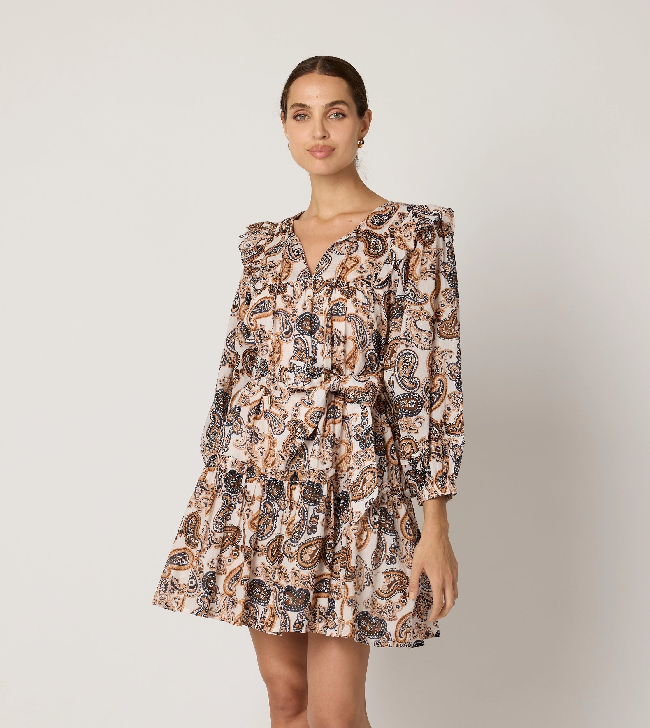 Gracelyn Mini Dress | Nutmeg Paisley Chic Puff Sleeve Mini Dress