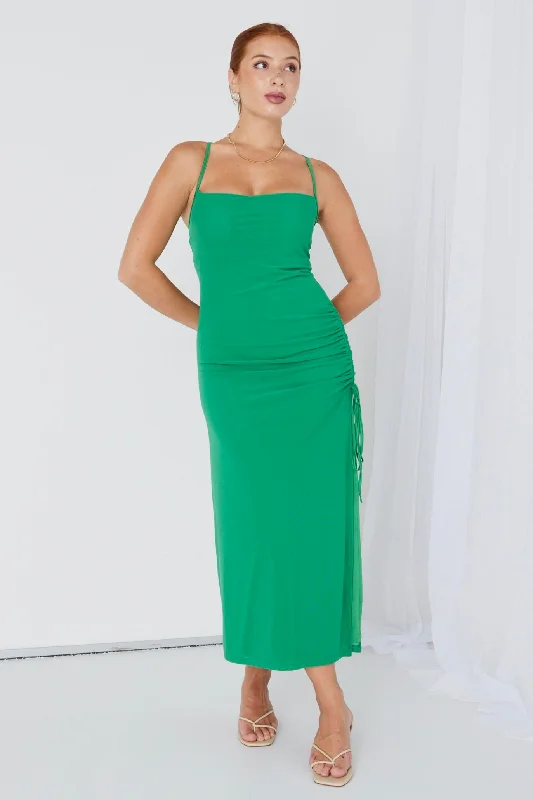 Siren Bright Green Ruched Side Party Dress Tunics Practical durable