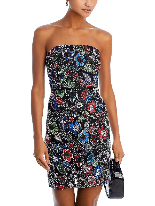 Womens Embroidered Floral Cocktail And Party Dress Tunics Cozy comfortable