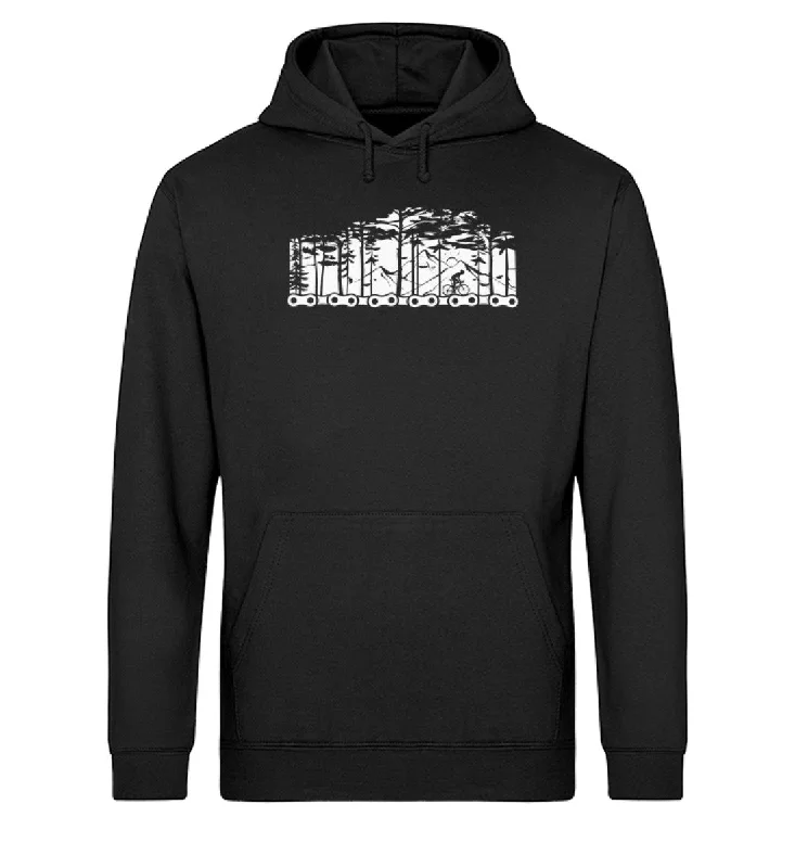Fahrradkette und Wald - Unisex Organic Hoodie Hoodie with Toggle Buttons Decorative Unique