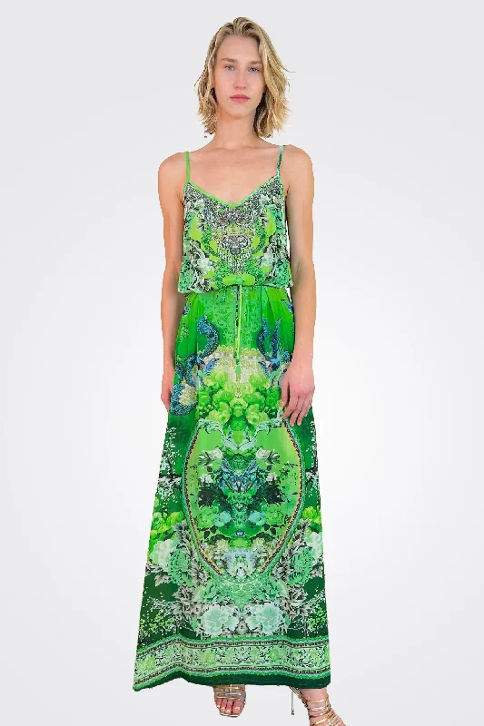 Cami Long Dress - Green Tunics Travel practical