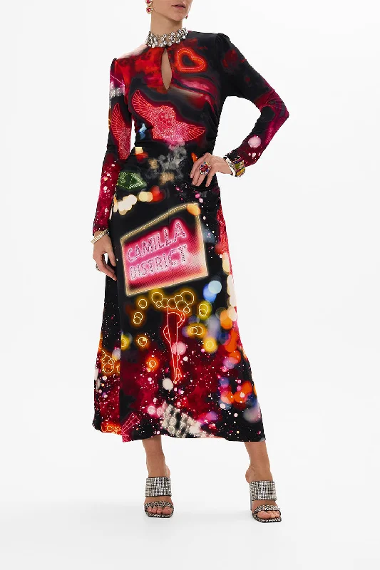 GATHERED JERSEY LONG DRESS ELECTRIC LOVELAND Tunics Chic elegant