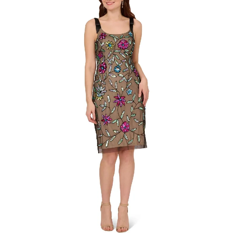 Womens Sequined Floral Cocktail And Party Dress Tunics Plaid country
