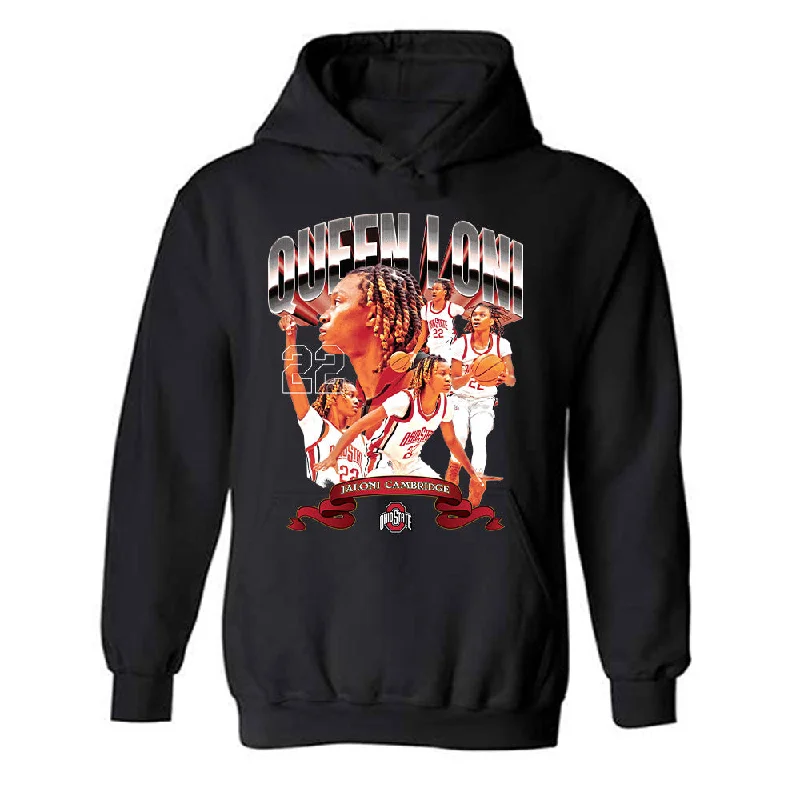Ohio State - NCAA Women's Basketball : Jaloni Cambridge - Hooded Sweatshirt Hoodie with Stripes Bold Sporty