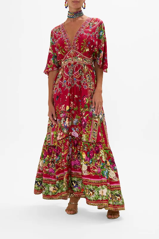 WAISTED DRESS WITH HEM RUFFLE JUST ONE BITE SNOW WHITE Tunics Luxurious premium