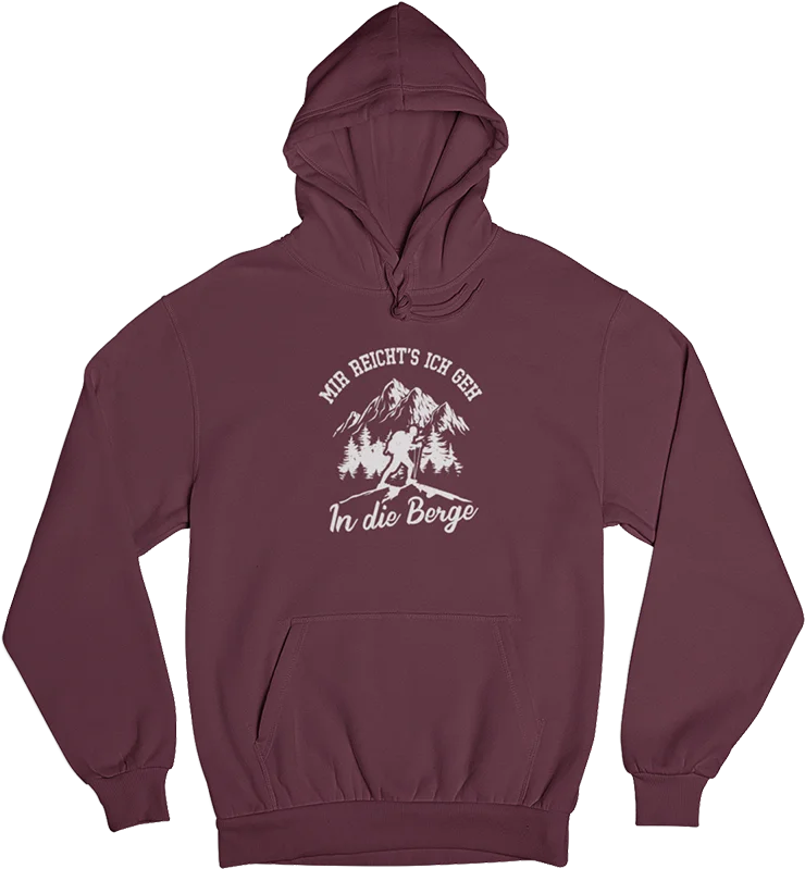 Mir reichts ich geh in die Berge - Unisex Organic Hoodie Hoodie with Hem Applique Textured Unique