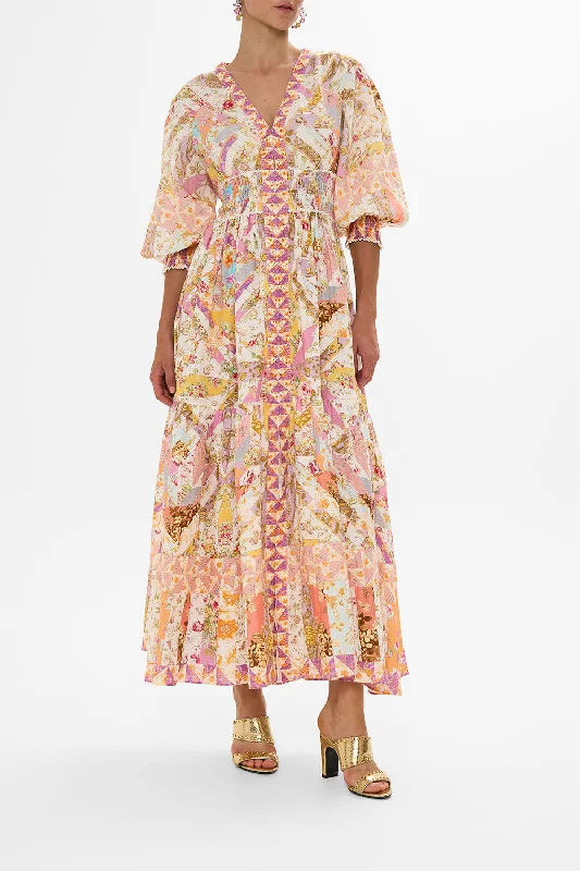SHIRRED WAISTBAND LONG DRESS SEW YESTERDAY Tunics Sale discount