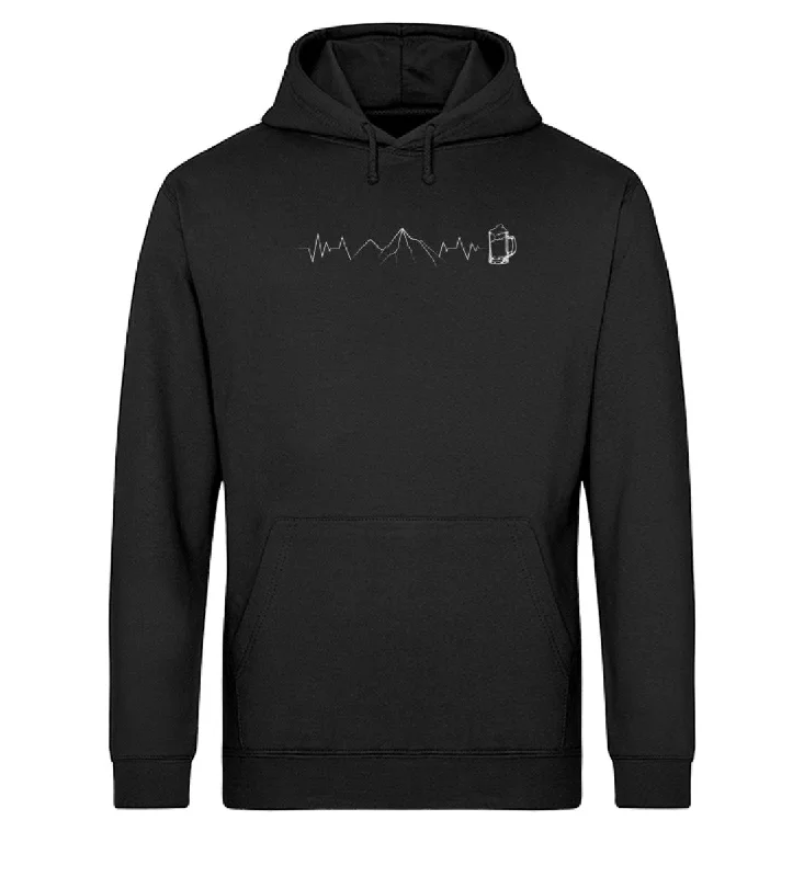 Herzschlag Berg und Bier - Unisex Organic Hoodie Hoodie with V-Neck Classic Versatile Herzschlag Berg und Bier - Unisex Organic Hoodie Hoodie with V-Neck Classic Versatile