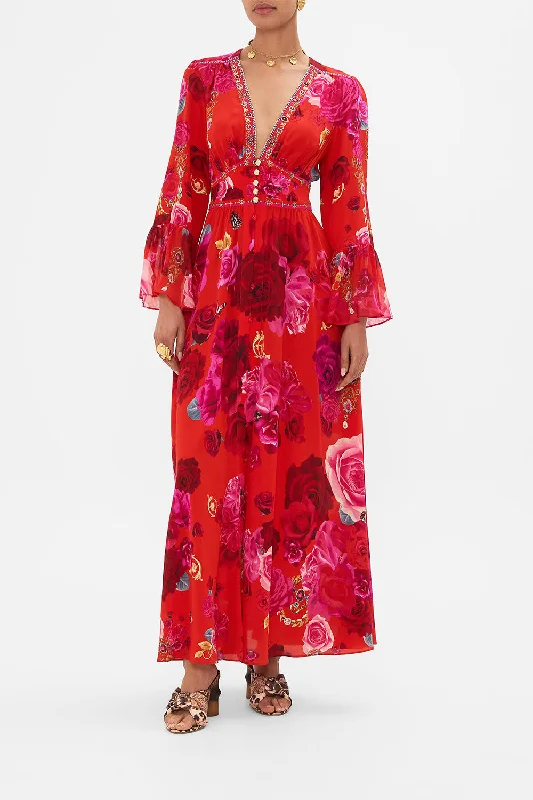 SHAPED WAISTBAND DRESS WITH RUFFLE SLEEVE ITALIAN ROSA Tunics Bestseller popular