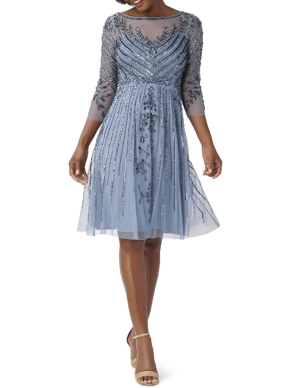 Womens Embellished Midi Cocktail and Party Dress Tunics Long Elegant