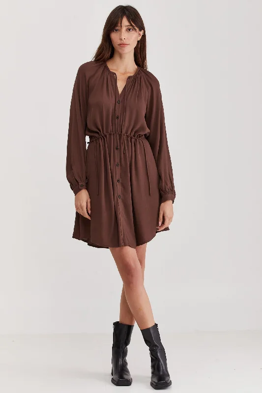 Nur Mini Dress Brown Classic Striped Mini Dress