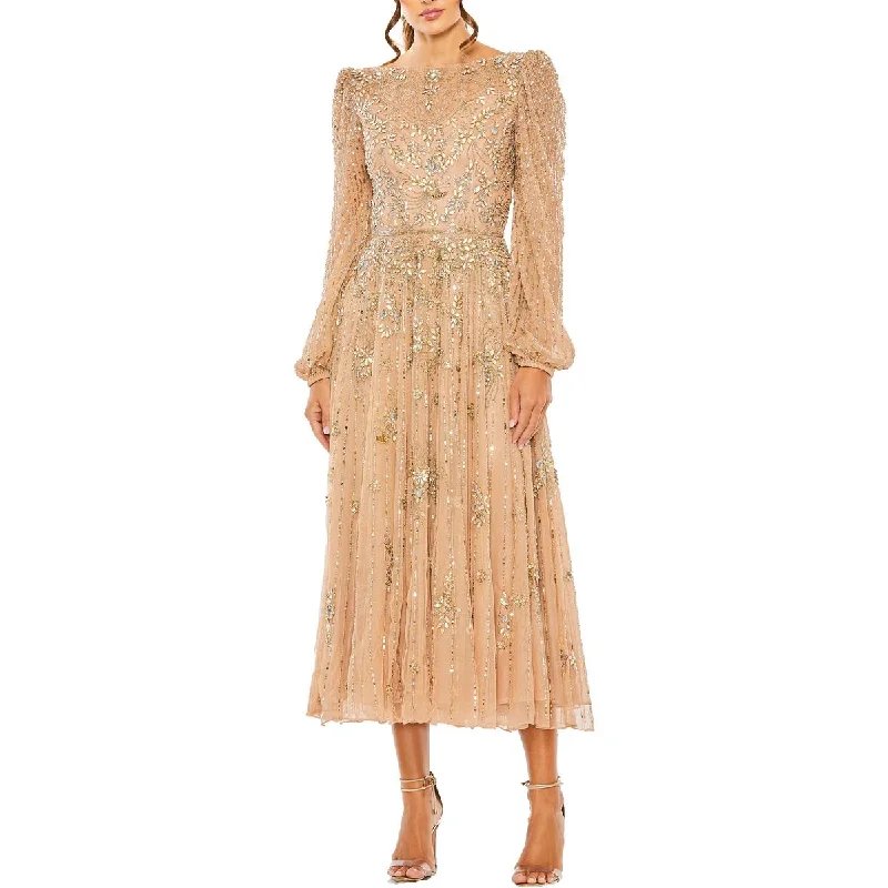Womens Embellished Special Occasion Cocktail And Party Dress Sequined Elegant Party