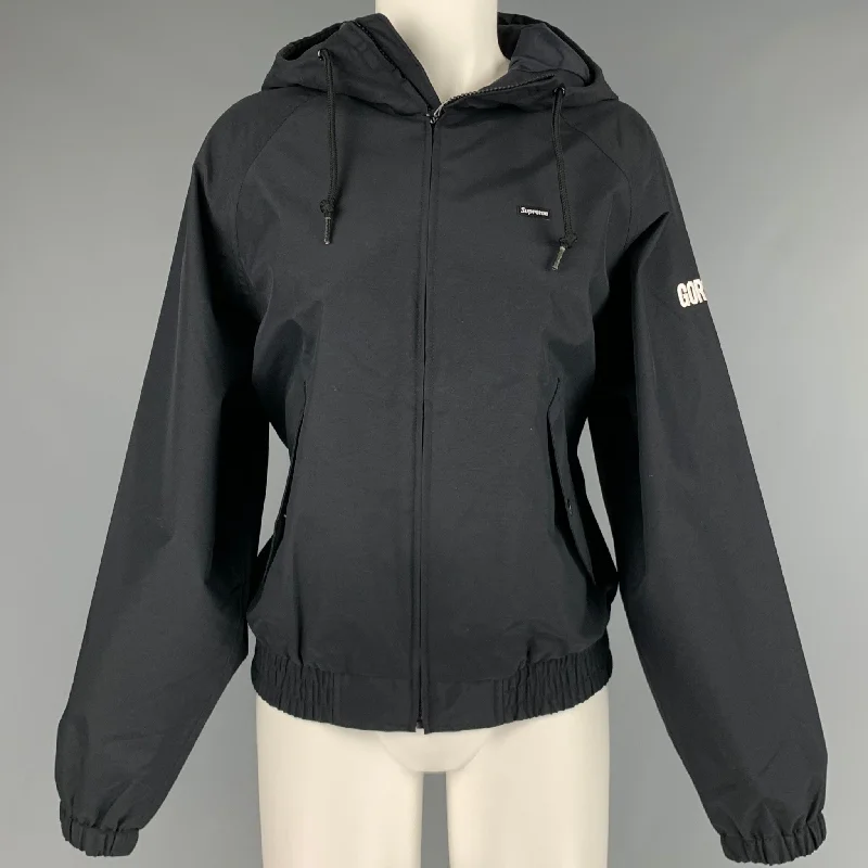 SUPREME Size S Black Nylon Windbreaker Jacket Satin Jacket Silk Jacket Chiffon Jacket