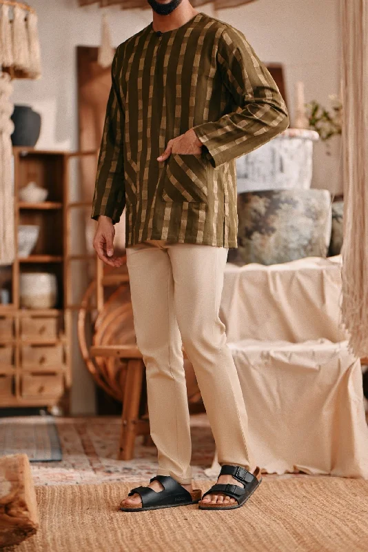 The Perfect Men Slim Fit Pants - Khaki Casual Drawstring Pants