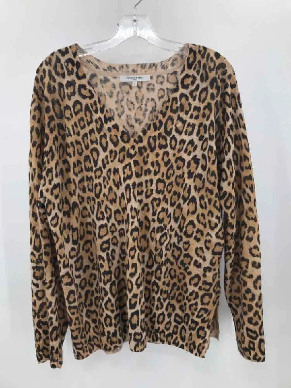 Pre-Owned Gerard Darel Brown Size 2 Printed Sweater Zippered Buttoned Snapped