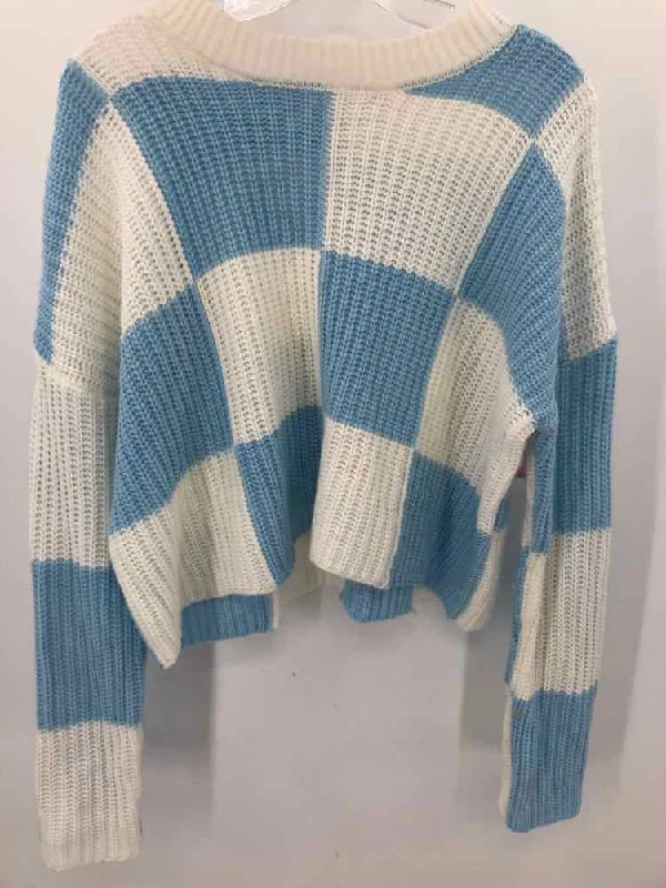 Pre-Owned Moon & Madison Blue Size Medium Sweater Satin Blend Silk Blend Wool Blend