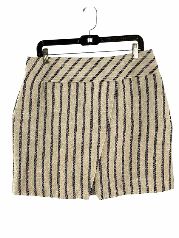 J Crew Size 12 Cream Black Stripes 100% Linen Skirt corduroy skirt durable