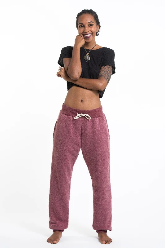 Unisex Terry Pants with Aztec Pockets in Red Comfy Zip-Up Pants