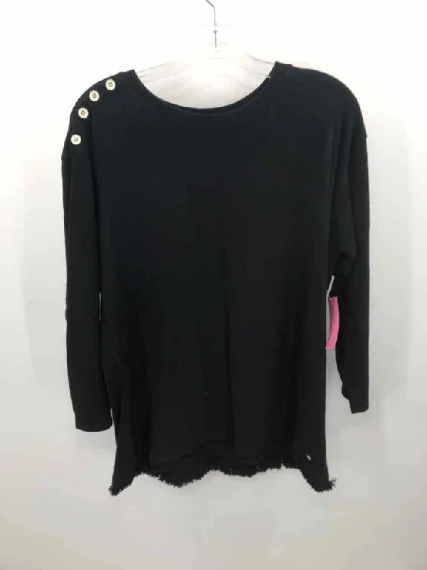 Pre-Owned Spartina Black Size Large Sweater Hooded Caped Shawl Collar