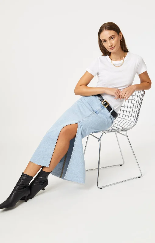 MARIN SKIRT IN BLEACHED DENIM cashmere skirt soft