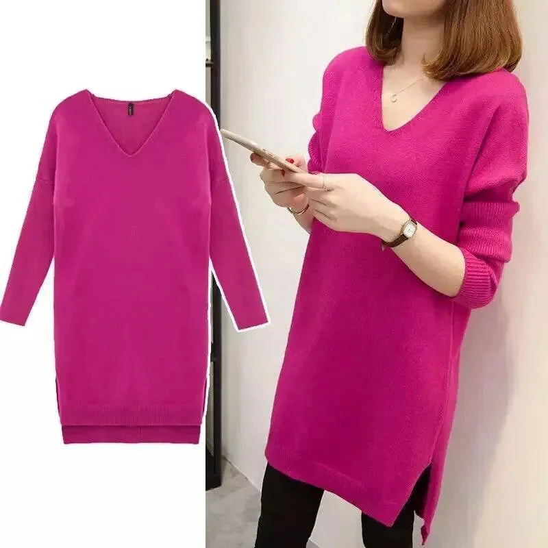 V-Neck Oversized Women Sweater Modern Contemporary Chic
