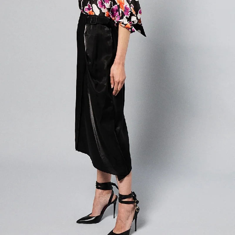 Jodie Sparkling Satin Asymmetrical Draped Skirt chiffon skirt delicate