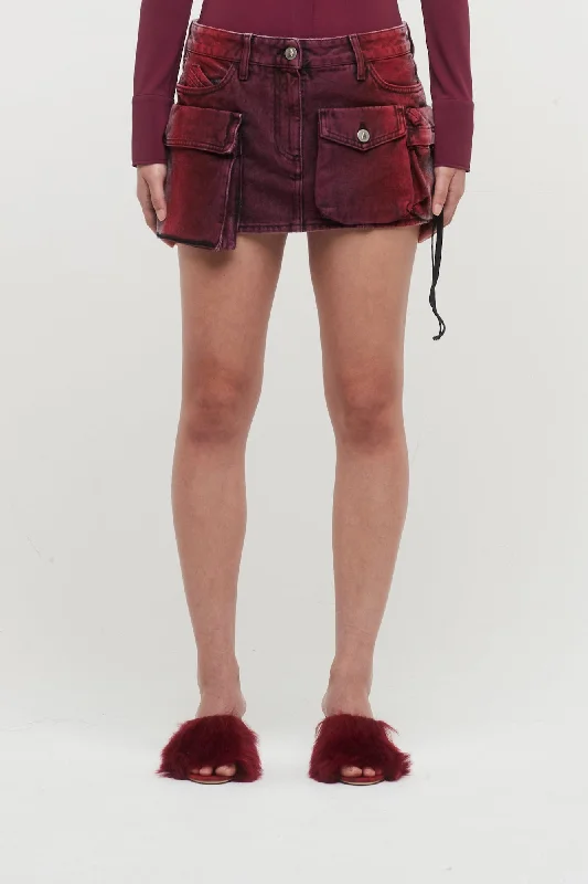 The Attico Fay Mini Skirt in Red leather skirt modern