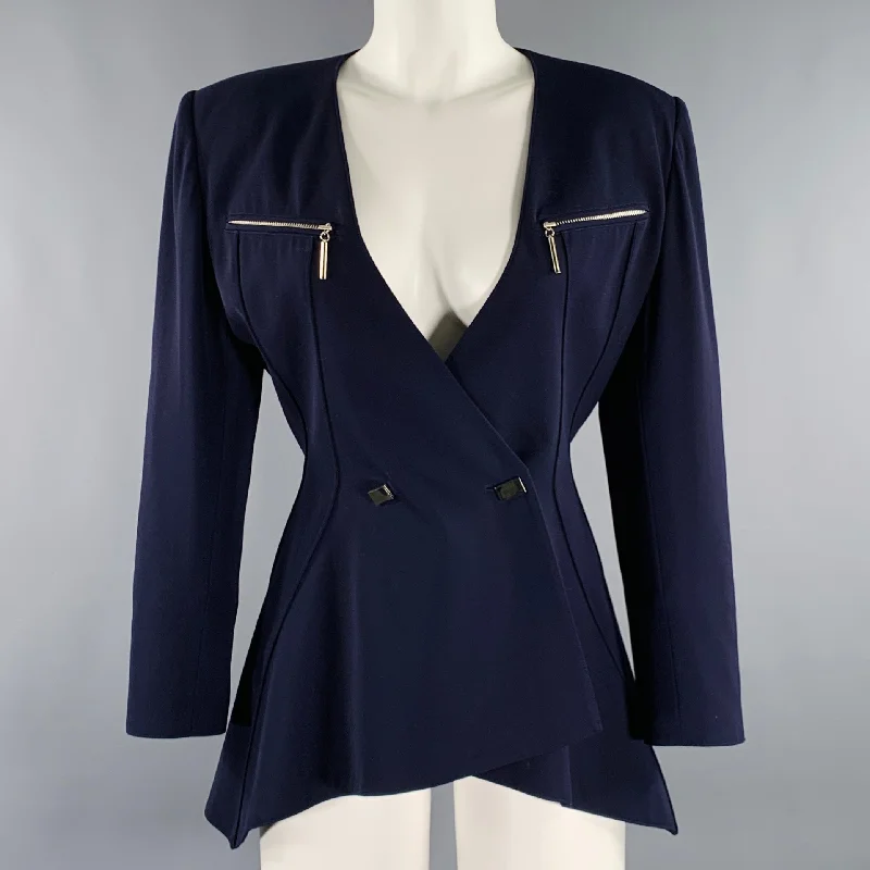 CLAUDE MONTANA Size S Purple Wool Shoulder Pads Jacket Appliqued Jacket Beaded Jacket Sequined Jacket