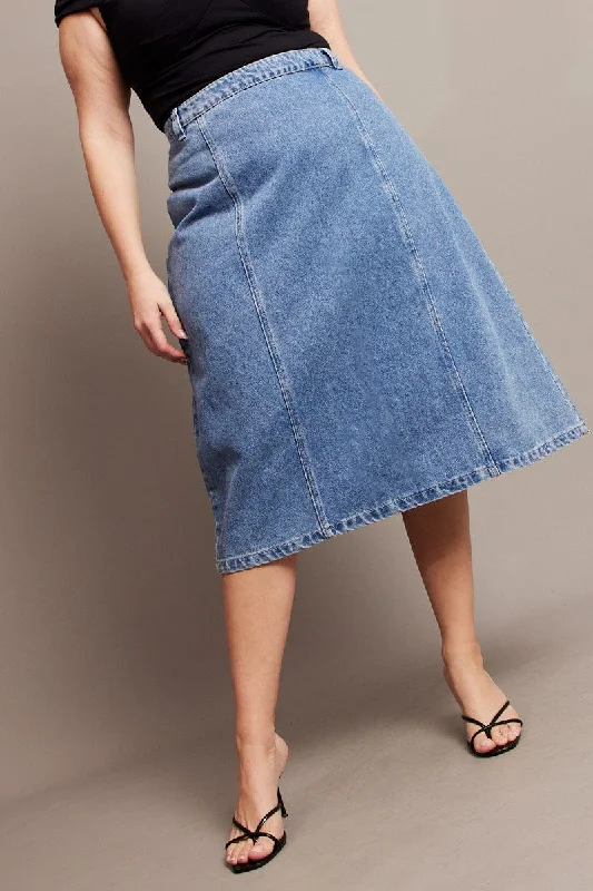 Denim Denim Midaxi Panel Skirt leather skirt bold