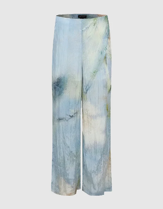 Printed Straight Pants Stylish Elastic Waist Pants