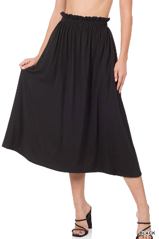 Paperbag Waist Midi Skirt With Pockets velvet skirt sumptuous