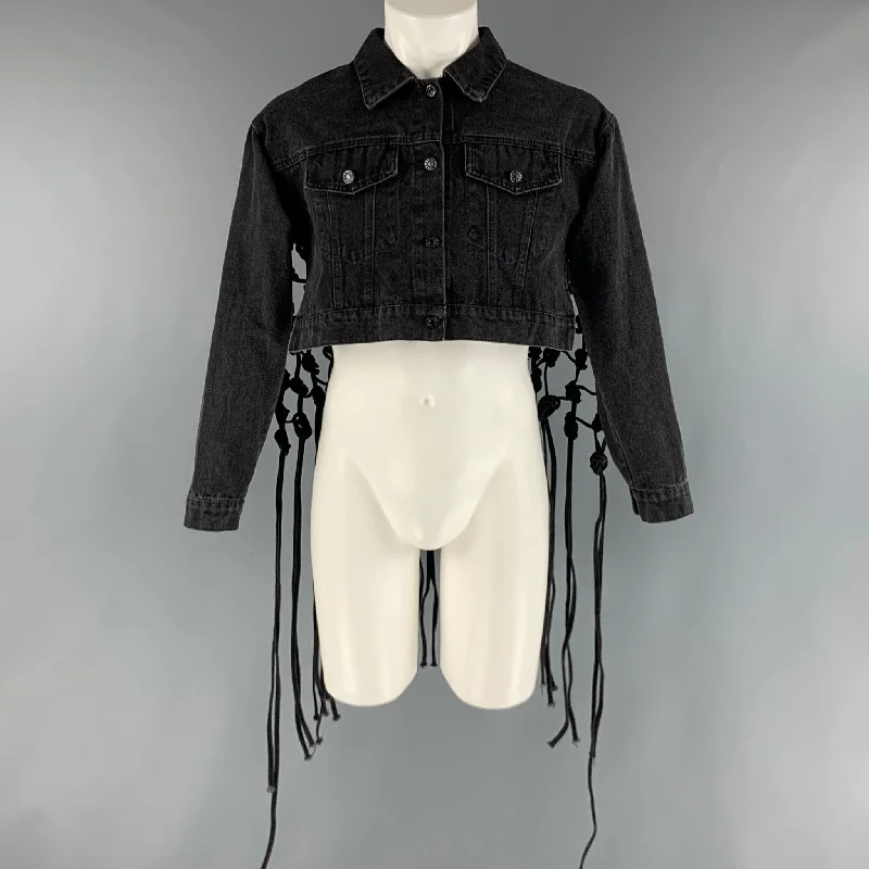 VANESSA SCOTT Size One Size Grey Cotton Polyester Cropped Jacket Denim Jacket Leather Jacket Suede Jacket